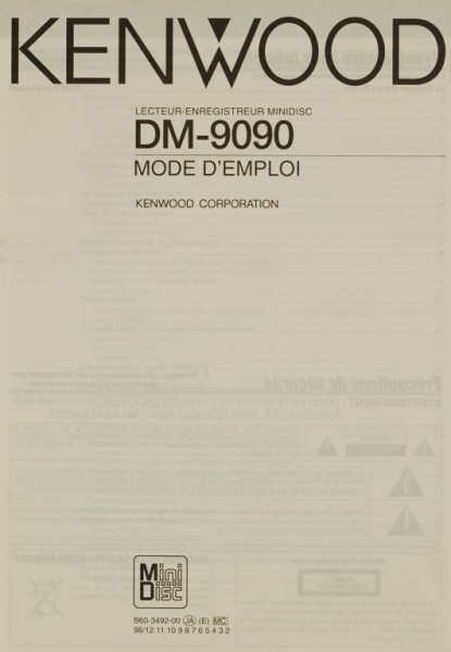 Kenwood DM-9090 Operating Instructions