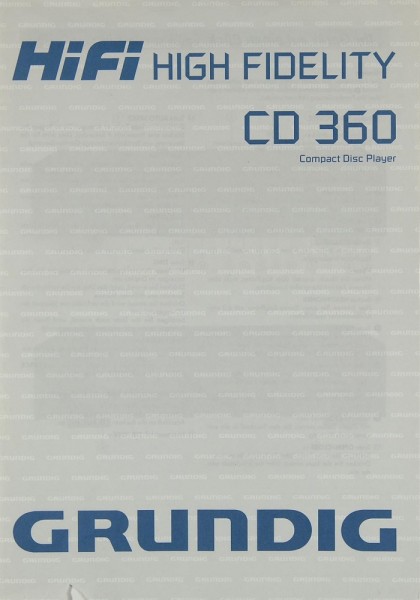 Grundig CD 360 User Manual