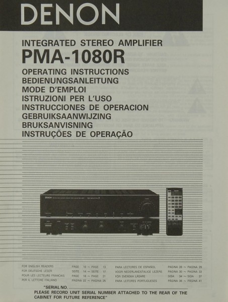 Denon PMA-1080 R Manual