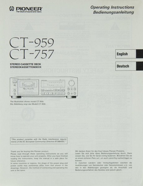Pioneer CT-959 / CT-757 User Manual