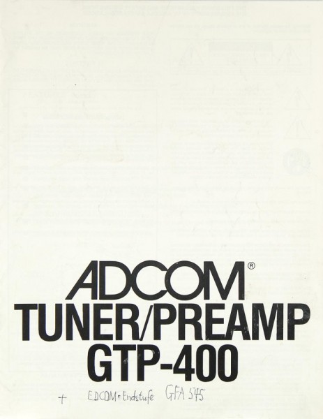 Adcom GTP-400 User Manual