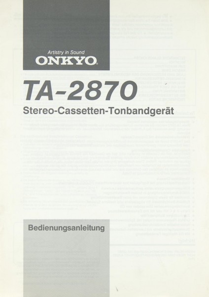 Onkyo TA-2870 Bedienungsanleitung