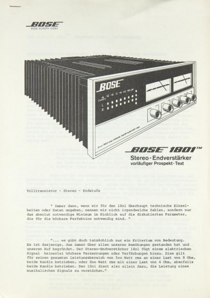 Bose 1801 User Manual
