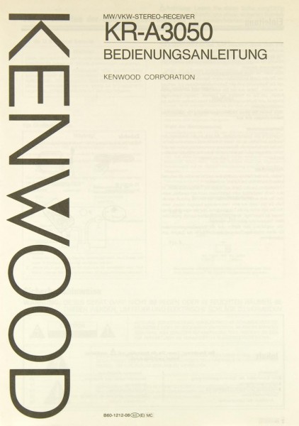 Kenwood KR-A 3050 Manual