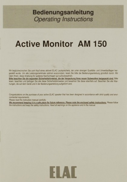 Elac Active Monitor AM 150 Bedienungsanleitung