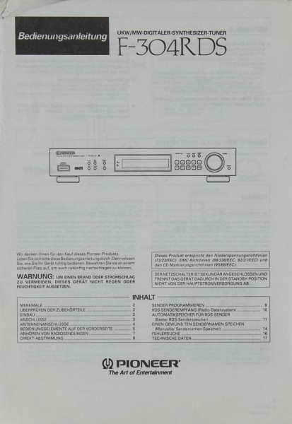 Pioneer F-304 RDS Manual