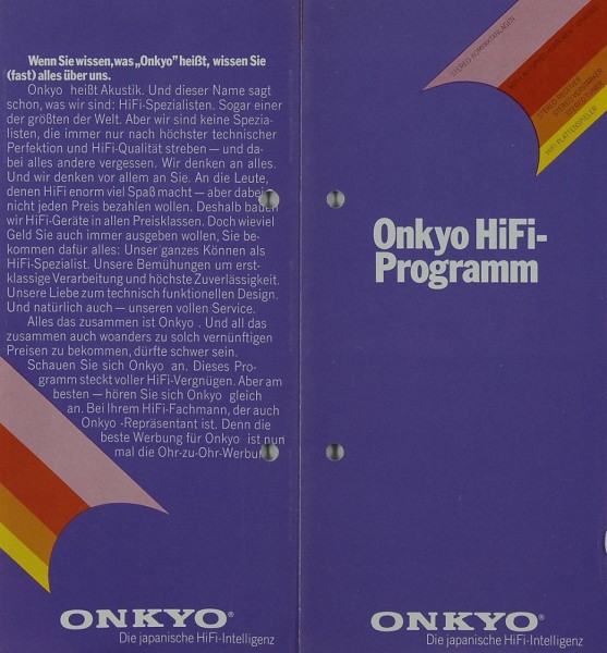 Onkyo Hifi Programm Brochure / Catalogue