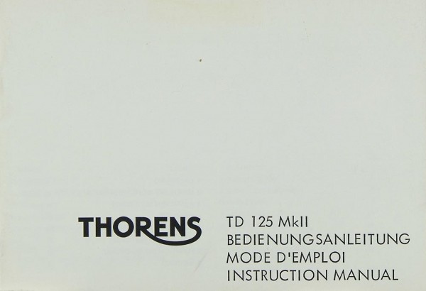 Thorens TD 125 MK II Manual