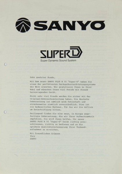 Sanyo Plus N 55 Operating Instructions
