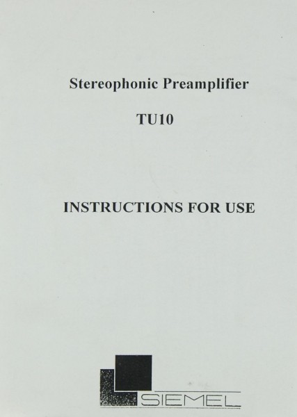 Siemel TU 10 Operating Instructions