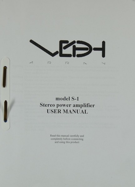 VDHArray Model S-1 Manual