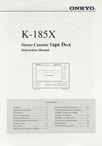 Onkyo K-185 X User Manual