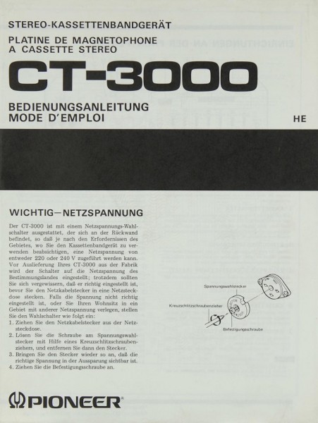 Pioneer CT-3000 Operating Instructions