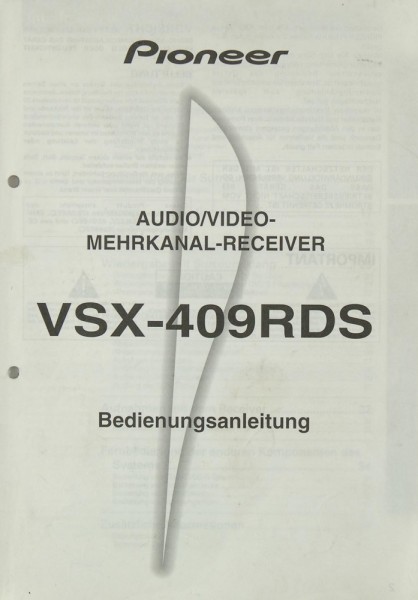 Sony VSX-409 RDS Manual