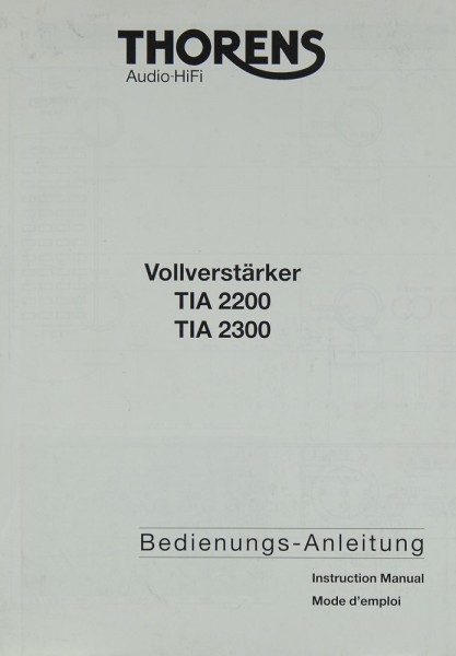 Thorens TIA 2200 / TIA 2300 Manual