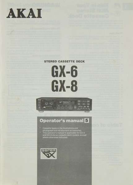Akai GX-6 / GX-8 Operating Instructions