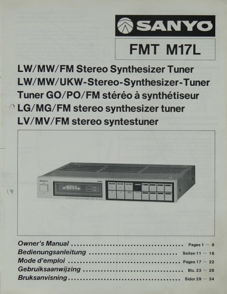 Sanyo FMT M 17 L Manual