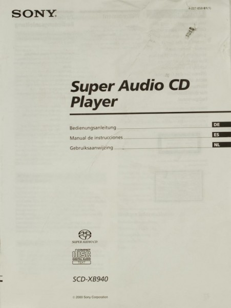 Sony SCD-XB 940 User Manual