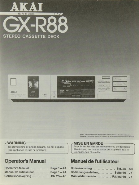 Akai GX-R 88 Manual