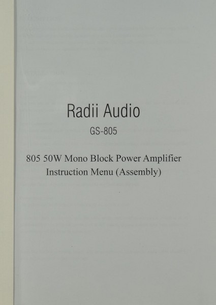Radii Audio GS-805 Bedienungsanleitung