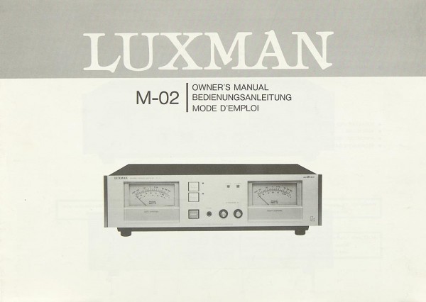 Luxman M-02 User Manual