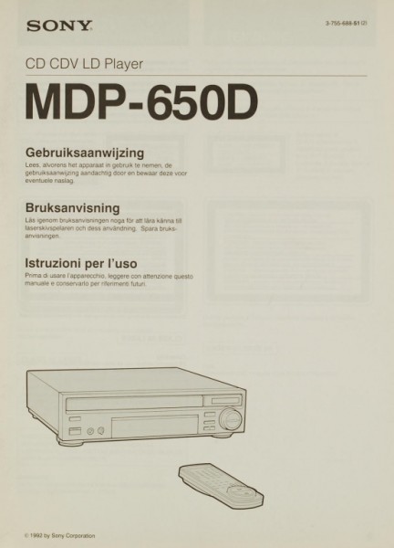 Sony MDP-650 D User Manual