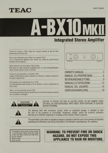 Teac A-BX 10 MK II Bedienungsanleitung