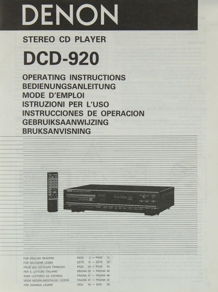 Denon DCD-920 Bedienungsanleitung