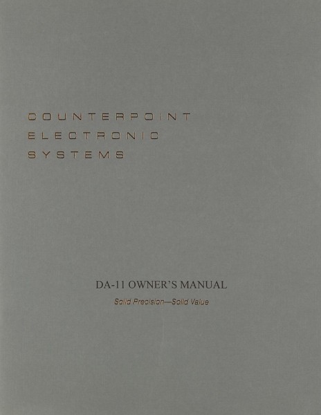 Counterpoint DA-11 Operating Instructions