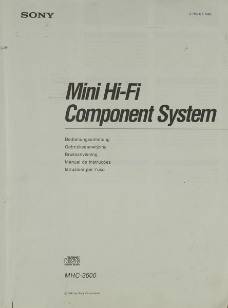 Sony MHC-3600 Manual