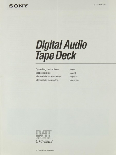 Sony DTC-59 ES Manual