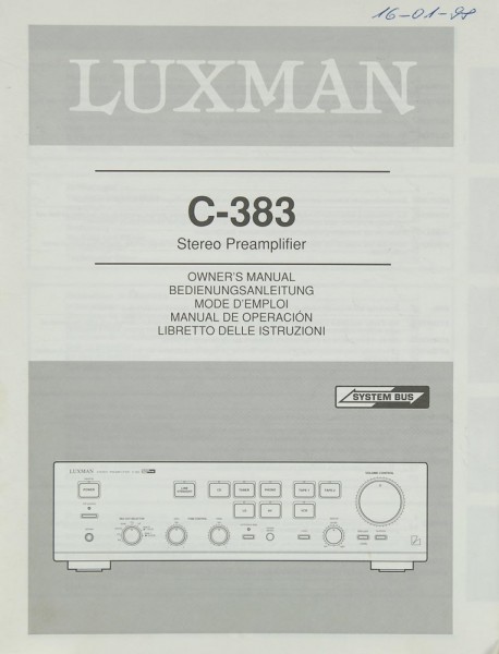 Luxman C-383 Operating Instructions