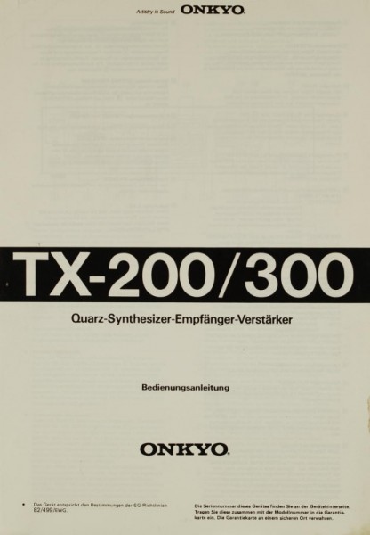 Onkyo TX-200 / 300 Bedienungsanleitung