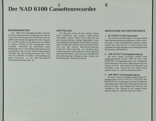 NAD 6100 Bedienungsanleitung