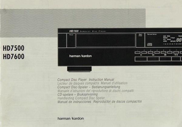 Harman / Kardon HD 7500 / HD 7600 Operating Instructions