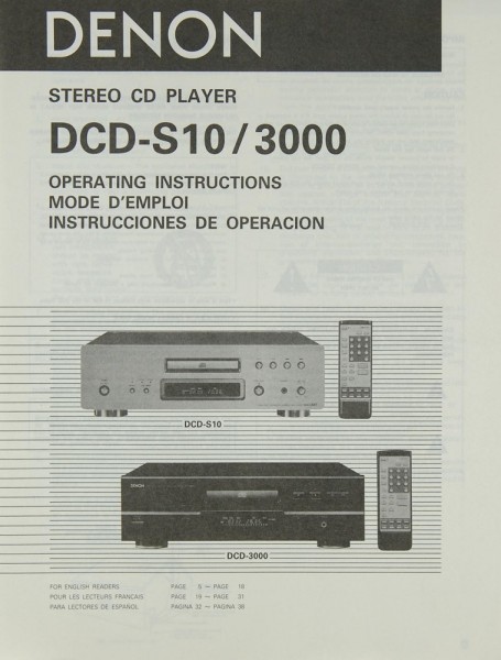 Denon DCD-S 10 / 3000 Operating Instructions