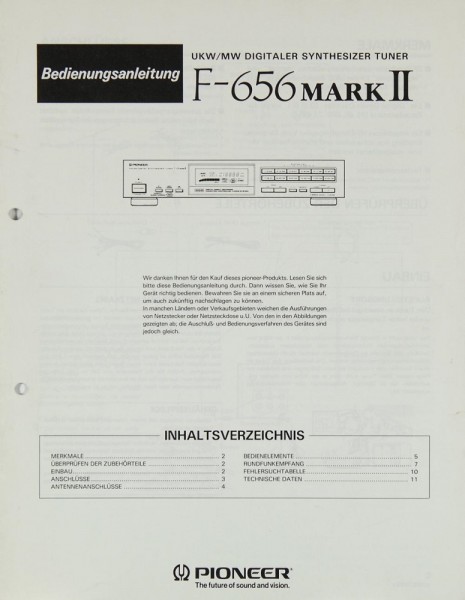 Pioneer F-656 MARK II User Manual