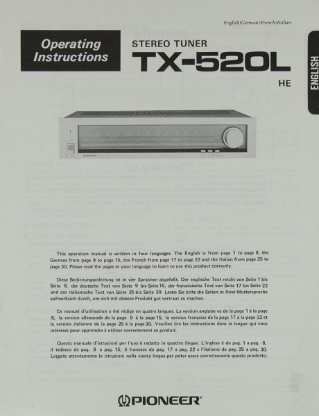 Pioneer TX-520 L Manual