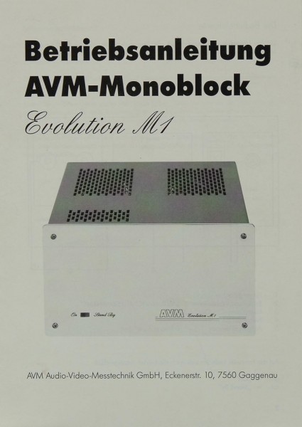 AVM Evolution M 1 Manual