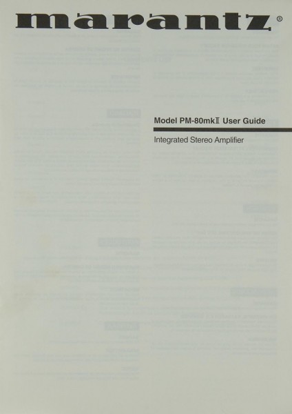 Marantz PM-80 mk II Manual