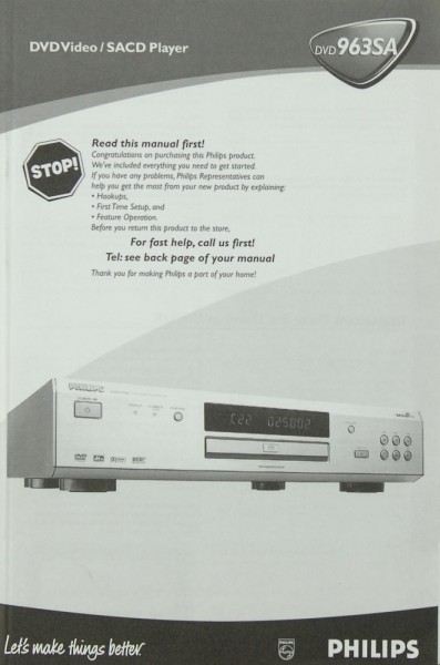 Philips DVD 963 SA Manual