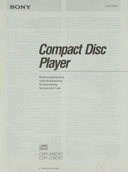 Sony CDP-338 ESD / CDP-228 ESD User Manual