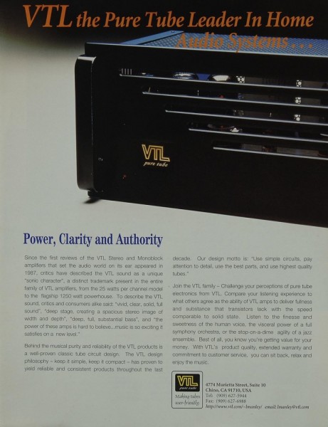 VTL Pure Tube Brochure / Catalogue