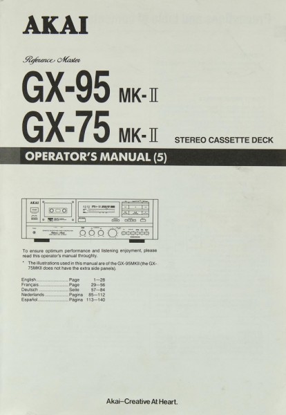 Akai GX-95 MK-II / GX-75 MK-II Manual