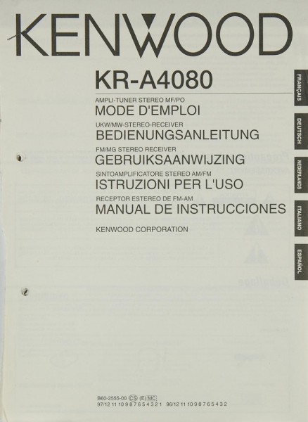 Kenwood KR-A 4080 Instruction Manual