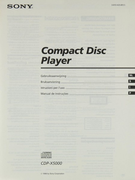 Sony CDP-X 5000 User Manual