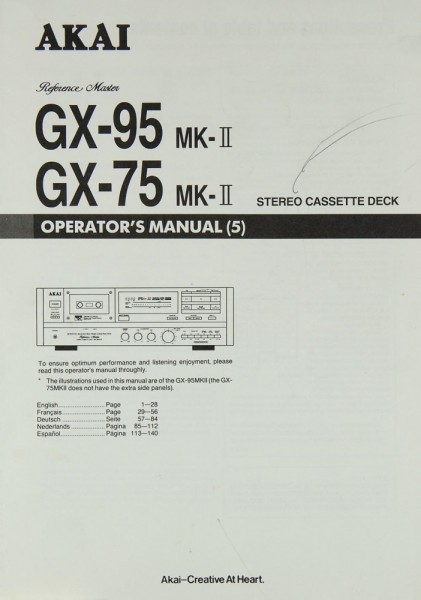 Akai GX-95 MK II / GX-75 MK II Owner&#039;s Manual