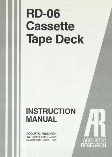 Acoustic Research RD-06 User Manual
