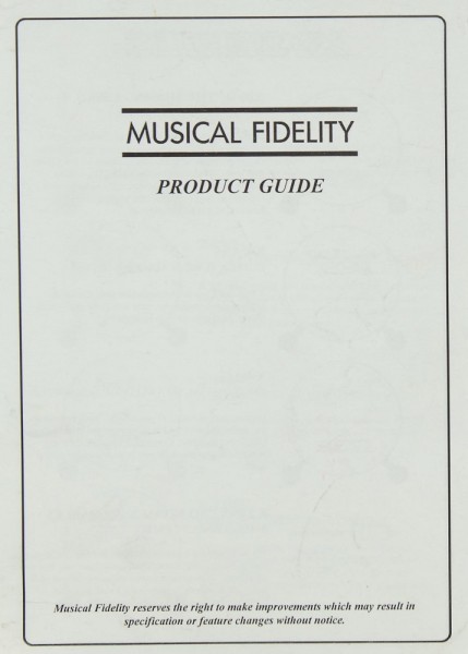 Musical Fidelity X-Series / A-Series brochure / catalogue