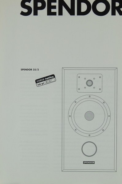Spendor 35/2 Brochure / Catalogue